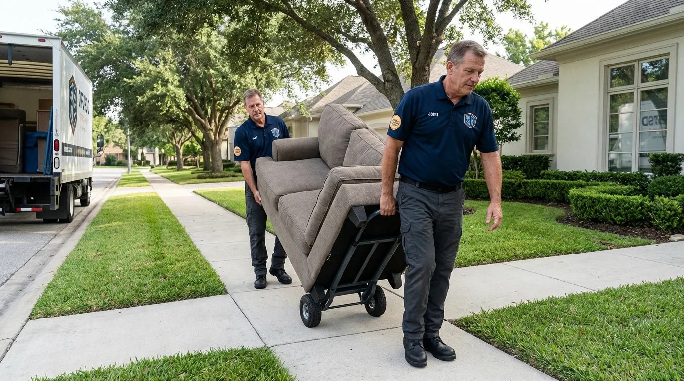 Local residential moving crew loading furniture in Santa Fe Springs, CA